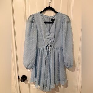 B Darlin Light Blue Swiss Dot Tie-Front Dress